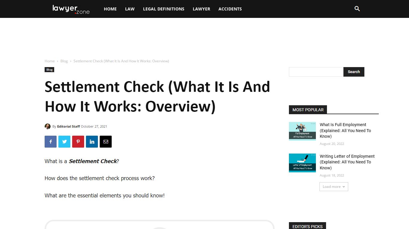 Settlement Check (What It Is And How It Works: Overview) - Lawyer.Zone